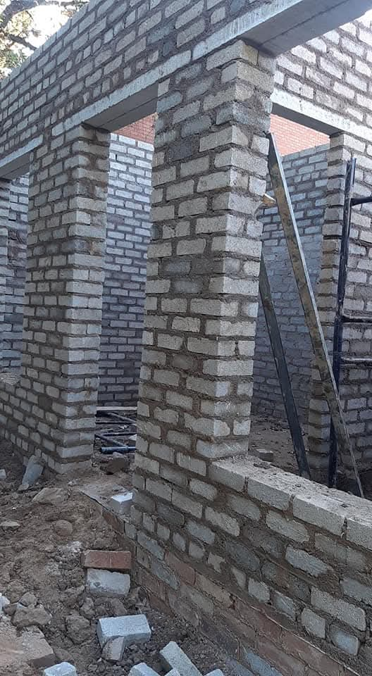 Brickwork and concrete lintels on a new residential structure